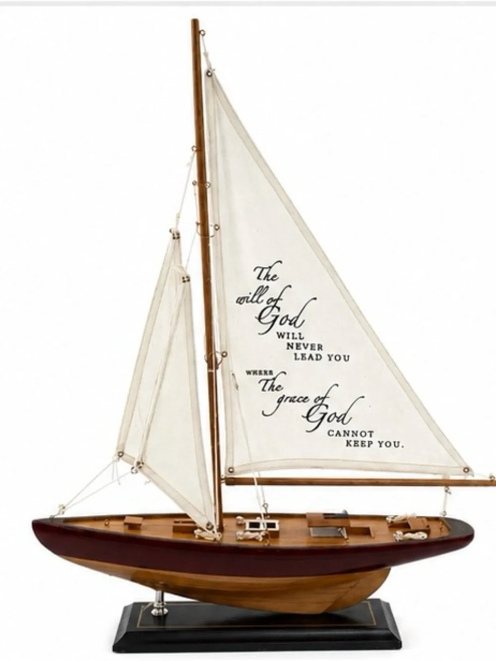 Inspirational Wooden Sailboat Model “The Will of God” Schooner Ship 17”L 15”H